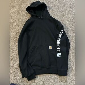 Carhartt Men's Black Hoodie with Logo Sleeve